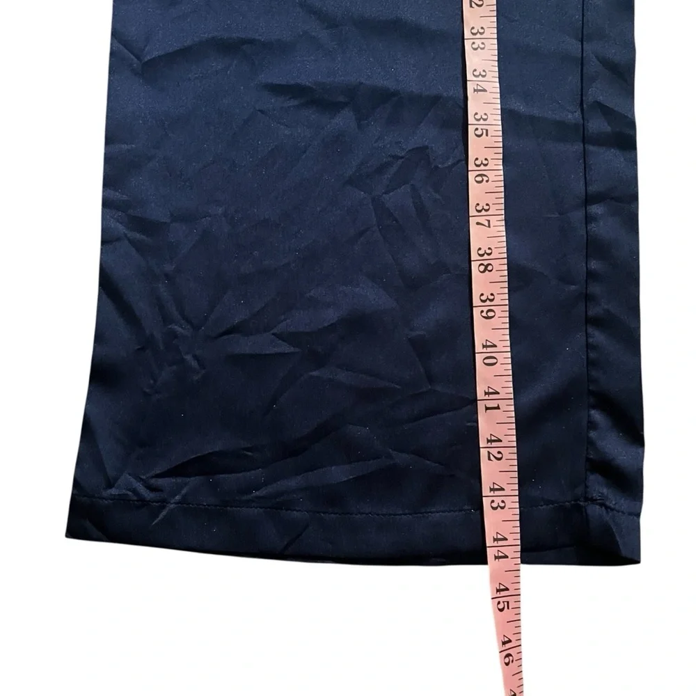 Fashion Nova - Satin Wide Leg High-Rise Pants in Navy Size Medium